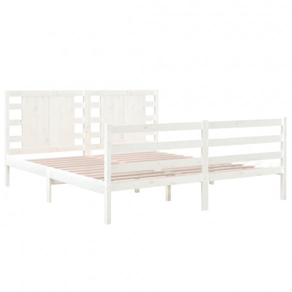 Cadre de lit Blanc Bois de pin massif 135x190 cm Double