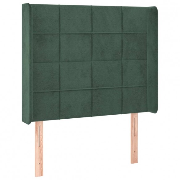 Cadre de lit matelas et LED Vert foncé 100x200 cm