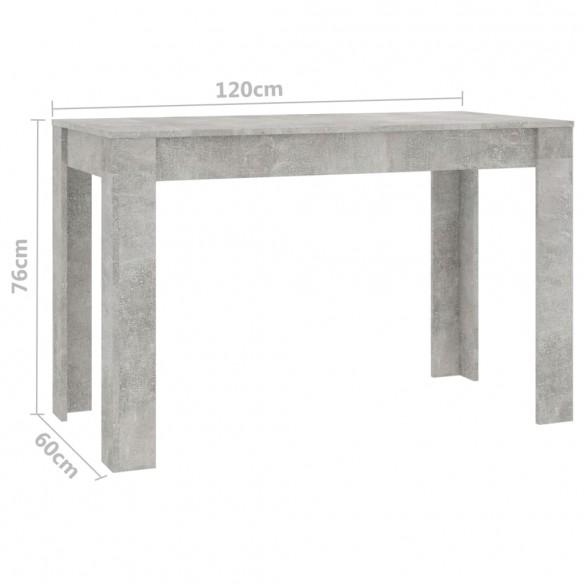 Table de salle à manger Gris béton 120 x 60 x 76 cm Aggloméré