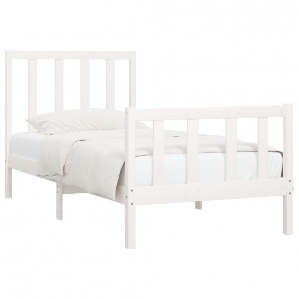 Cadre de lit Blanc Bois massif 75x190 cm Petit simple