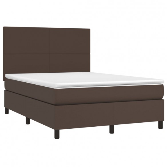 Cadre de lit avec matelas et LED Marron 140x190 cm