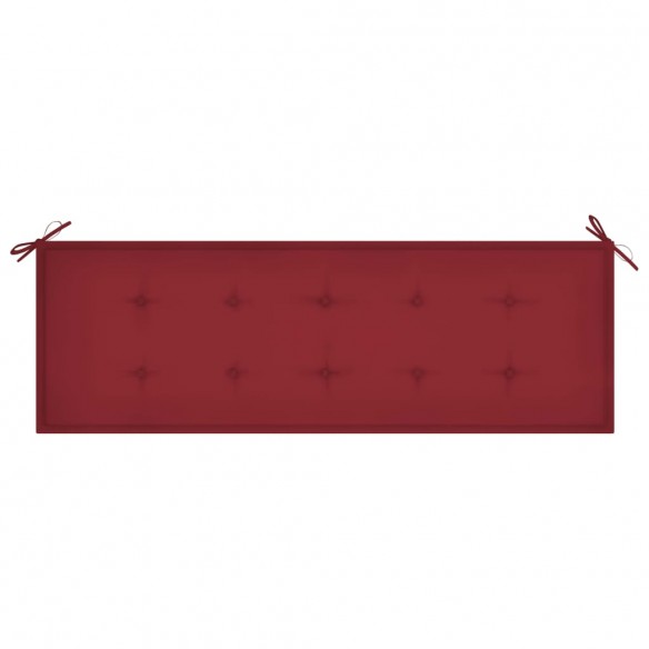 Banc Batavia avec coussin bordeaux 150 cm Bois de teck massif