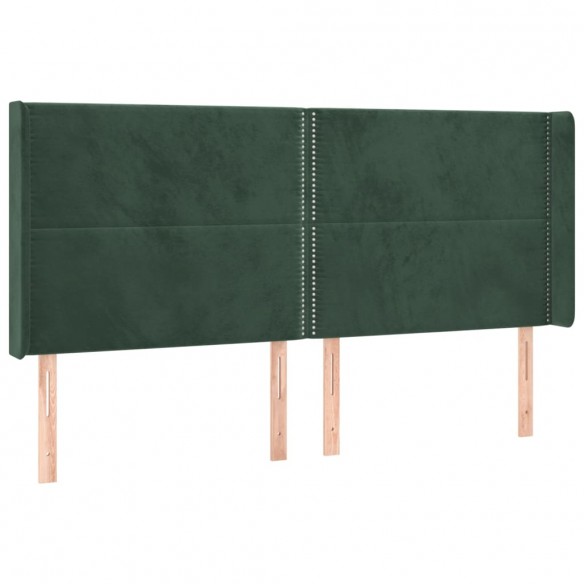 Tête de lit avec oreilles Vert foncé 163x16x118/128 cm Velours