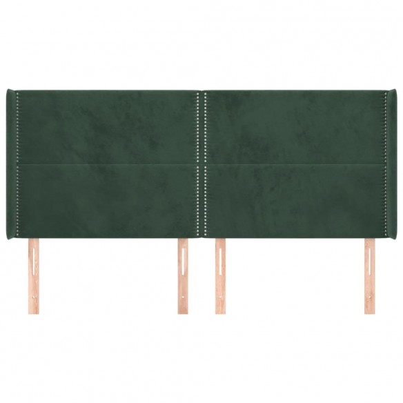 Tête de lit avec oreilles Vert foncé 163x16x118/128 cm Velours