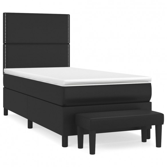 Cadre de lit avec matelas Noir 90x200 cm Similicuir