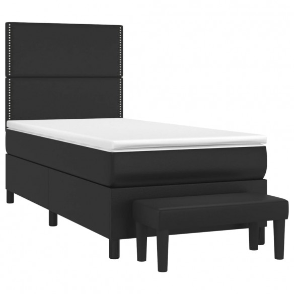 Cadre de lit avec matelas Noir 90x200 cm Similicuir