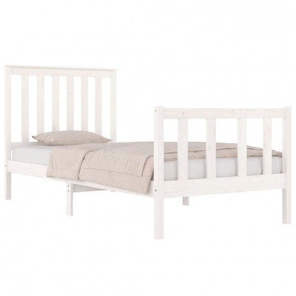 Cadre de lit Blanc Bois de pin massif 75x190 cm Petit simple