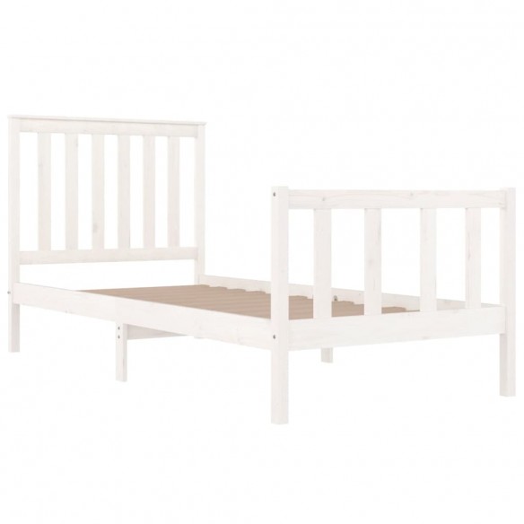 Cadre de lit Blanc Bois de pin massif 75x190 cm Petit simple