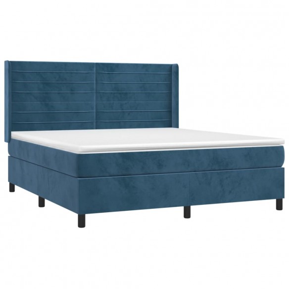 Cadre de lit matelas et LED Bleu foncé 160x200 cm