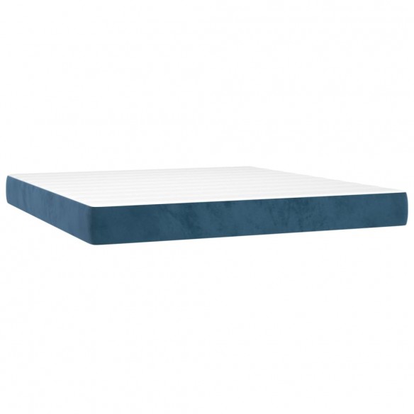 Cadre de lit matelas et LED Bleu foncé 160x200 cm