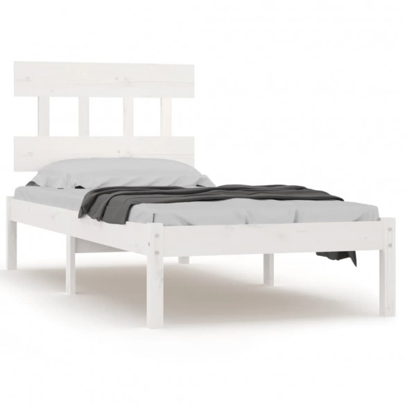 Cadre de lit Blanc Bois massif 75x190 cm Petit simple