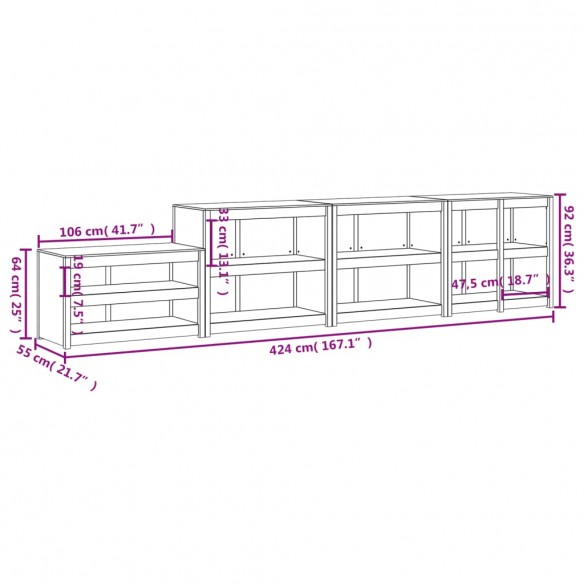 Armoires de cuisine d'extérieur 4 pcs bois massif douglas