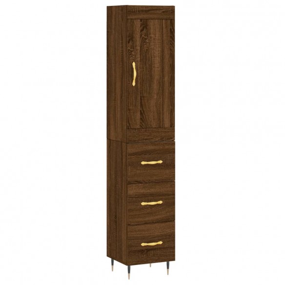 Buffet haut Chêne marron 34,5x34x180 cm Bois d'ingénierie