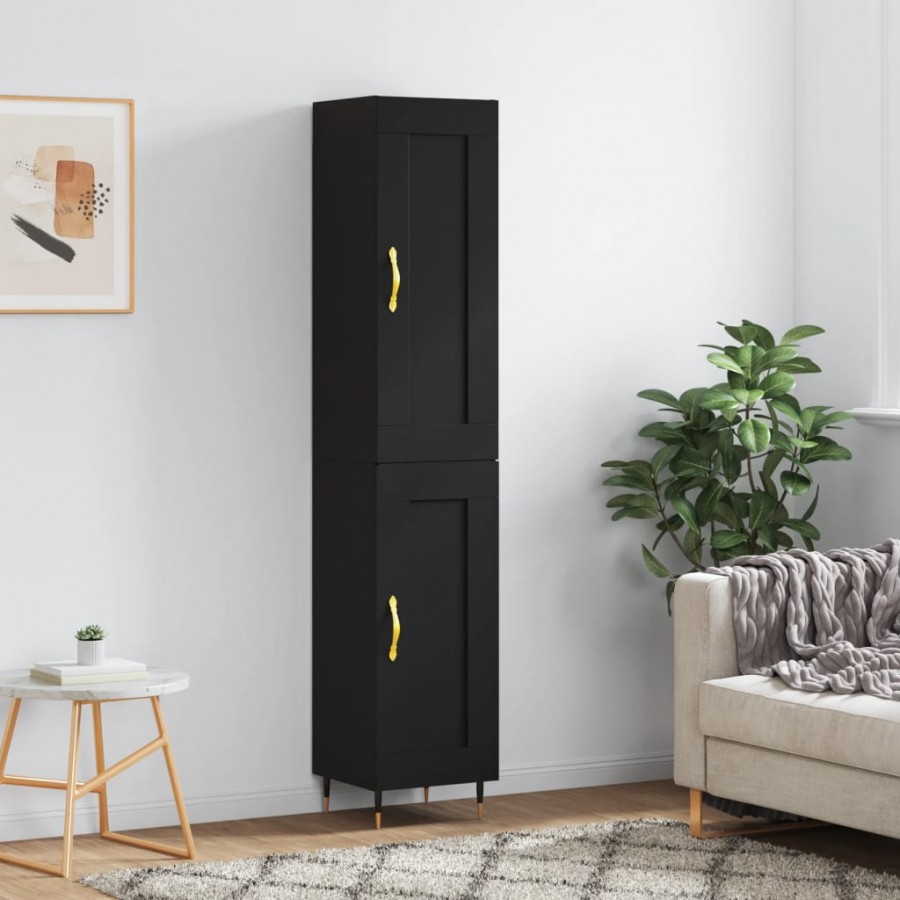 Buffet haut Noir 34,5x34x180 cm Bois d'ingénierie