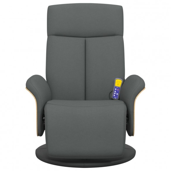 Fauteuil inclinable de massage et repose-pieds gris foncé tissu