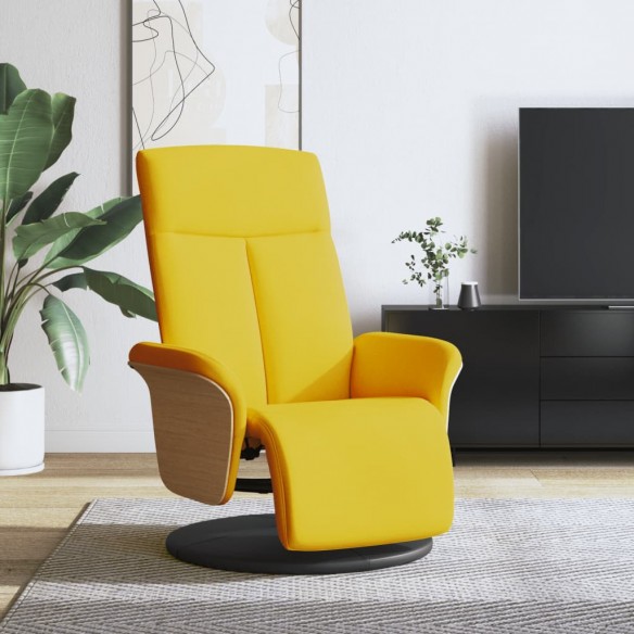 Fauteuil inclinable avec repose-pieds jaune clair tissu