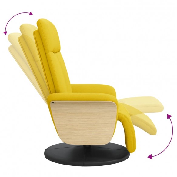 Fauteuil inclinable avec repose-pieds jaune clair tissu