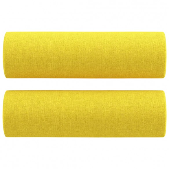 Canapé 3 places avec oreillers jaune clair 180 cm tissu