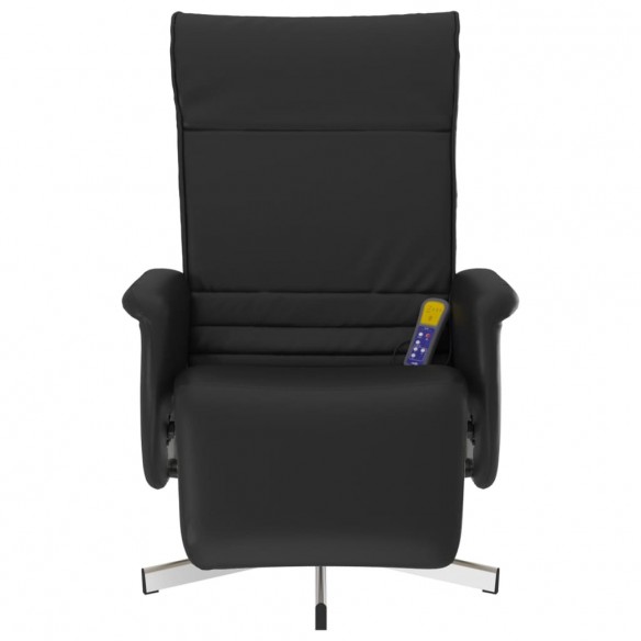 Fauteuil inclinable de massage repose-pieds noir similicuir