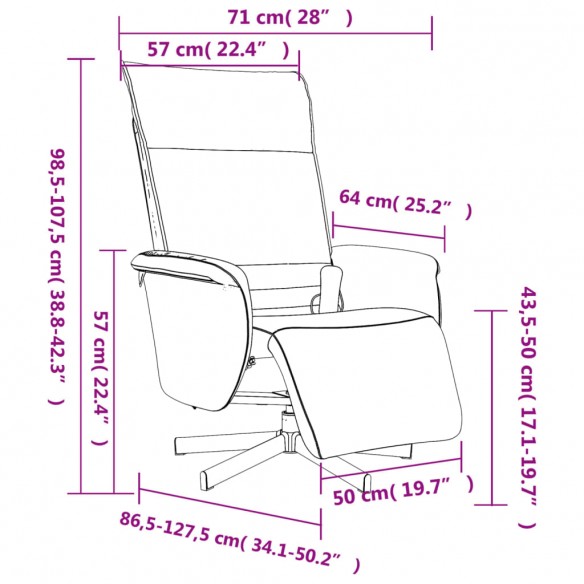 Fauteuil inclinable de massage repose-pieds noir similicuir