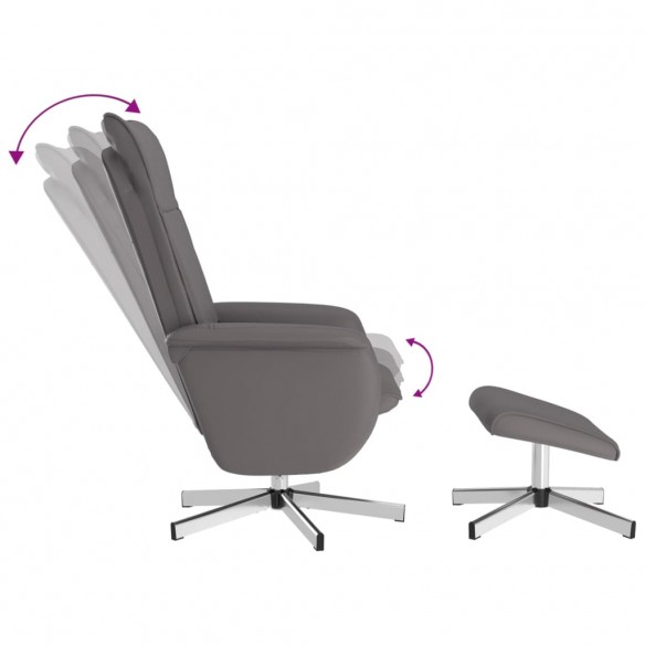 Fauteuil inclinable avec repose-pied gris similicuir