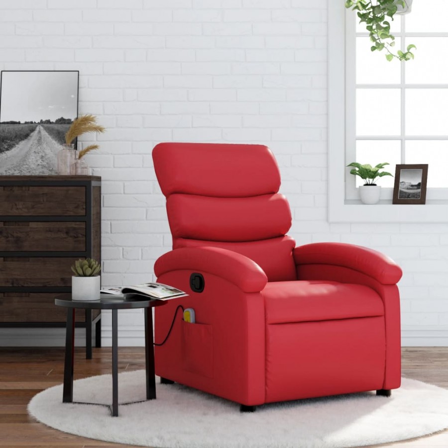 Fauteuil de massage inclinable rouge similicuir