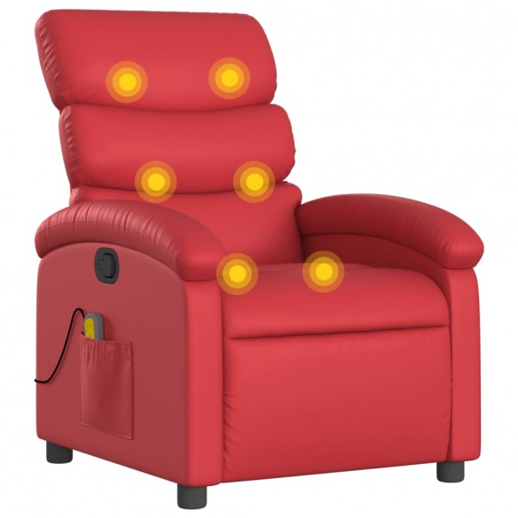 Fauteuil de massage inclinable rouge similicuir