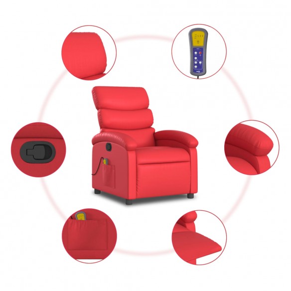 Fauteuil de massage inclinable rouge similicuir