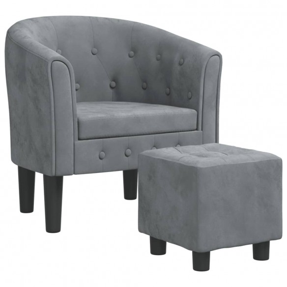 Fauteuil cabriolet avec repose-pied gris foncé velours