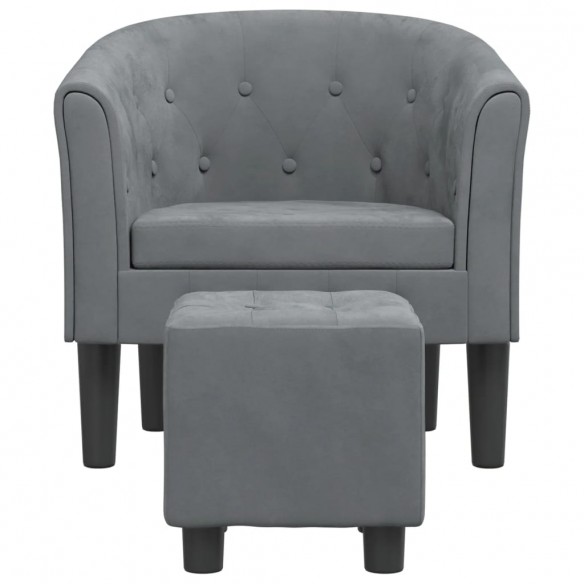 Fauteuil cabriolet avec repose-pied gris foncé velours