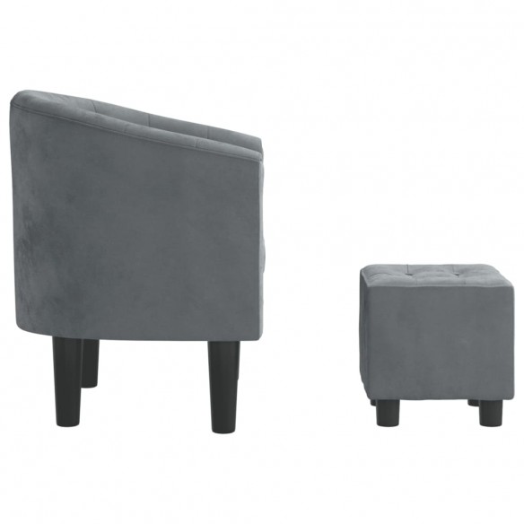 Fauteuil cabriolet avec repose-pied gris foncé velours