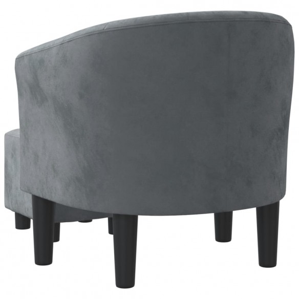 Fauteuil cabriolet avec repose-pied gris foncé velours