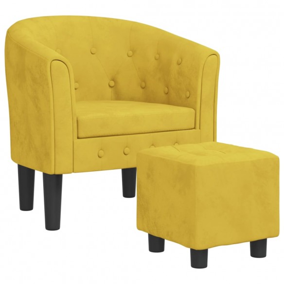 Fauteuil cabriolet avec repose-pied jaune velours