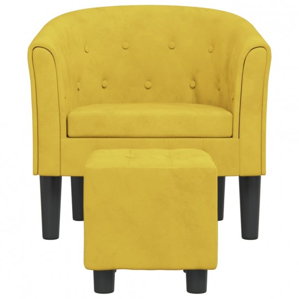 Fauteuil cabriolet avec repose-pied jaune velours