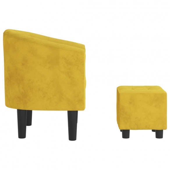 Fauteuil cabriolet avec repose-pied jaune velours