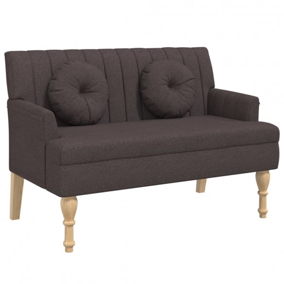 Banc avec coussins marron foncé 113x64,5x75,5 cm tissu