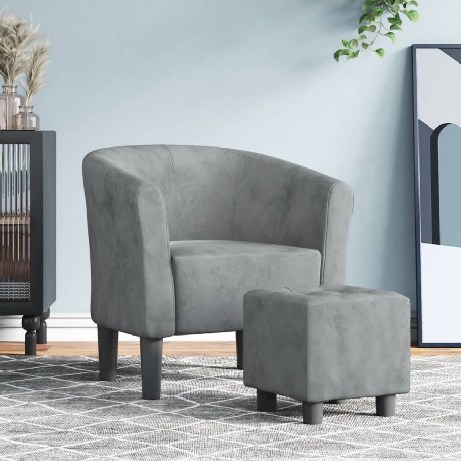 Fauteuil cabriolet avec repose-pied gris foncé velours