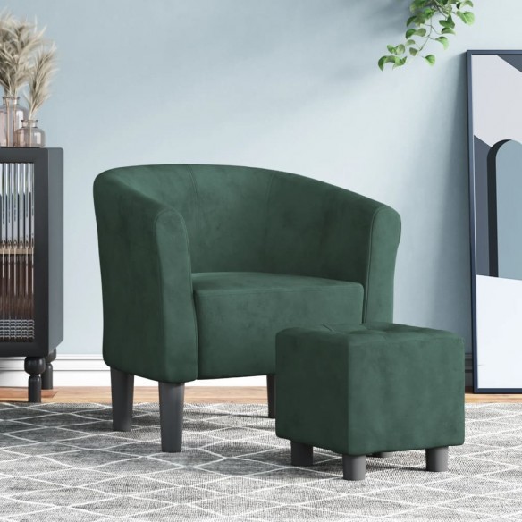 Fauteuil cabriolet avec repose-pied vert foncé velours