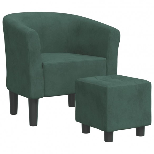 Fauteuil cabriolet avec repose-pied vert foncé velours