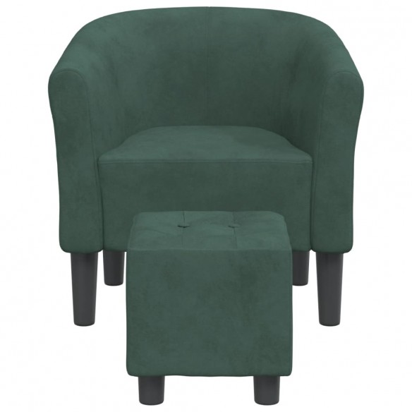 Fauteuil cabriolet avec repose-pied vert foncé velours