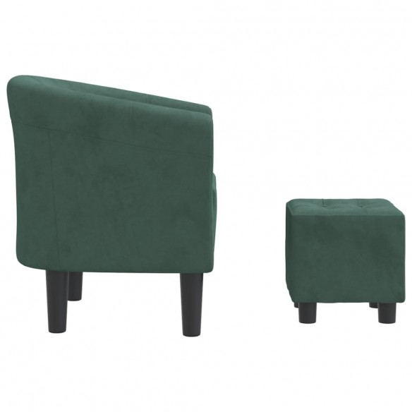 Fauteuil cabriolet avec repose-pied vert foncé velours