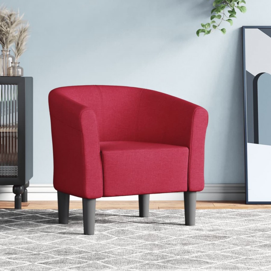 Fauteuil cabriolet rouge bordeaux tissu