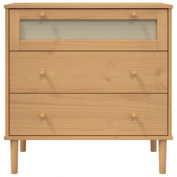 Commode SENJA aspect de rotin marron bois de pin solide