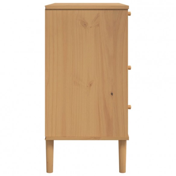 Commode SENJA aspect de rotin marron bois de pin solide