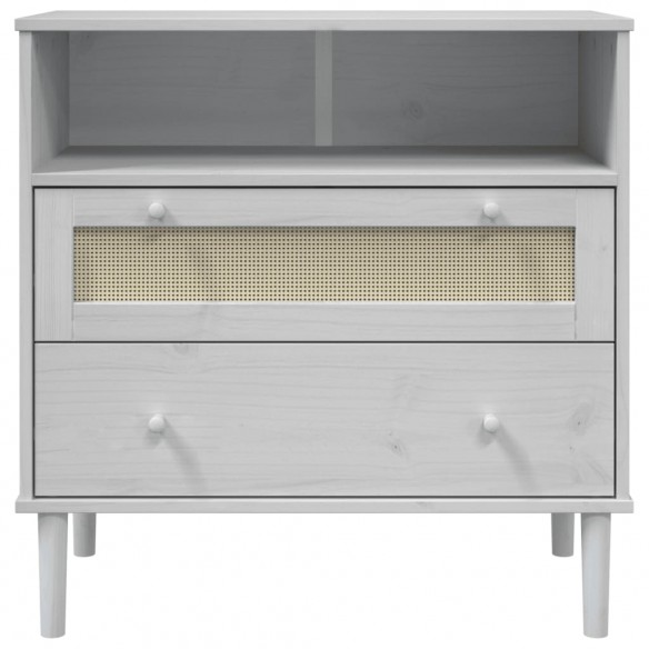 Buffet SENJA aspect rotin blanc 80x40x80 cm bois massif de pin