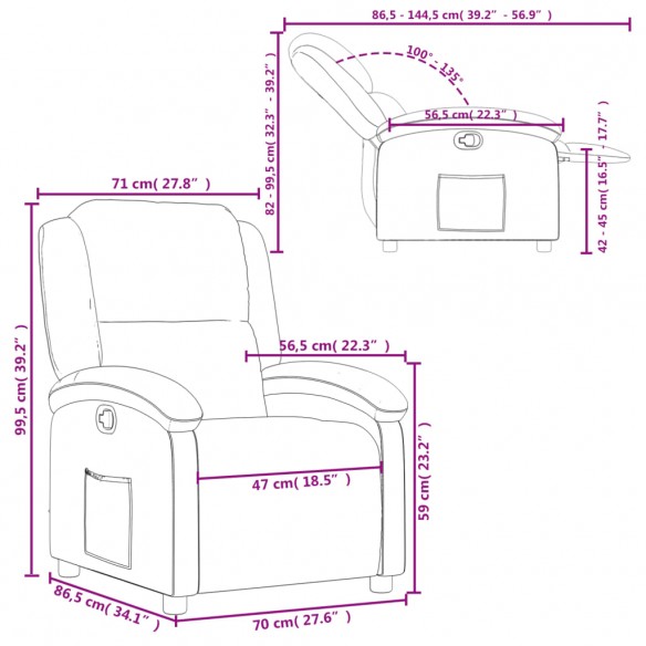 Fauteuil inclinable Gris Similicuir