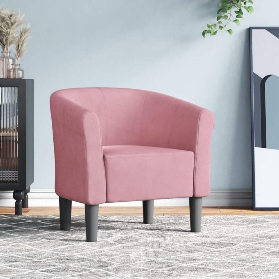 Fauteuil cabriolet rose velours