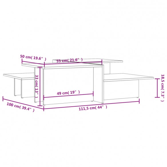 Tables basses 2 pcs Chêne sonoma Bois d'ingénierie