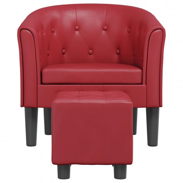 Fauteuil cabriolet avec repose-pied rouge bordeaux similicuir