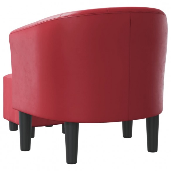 Fauteuil cabriolet avec repose-pied rouge bordeaux similicuir